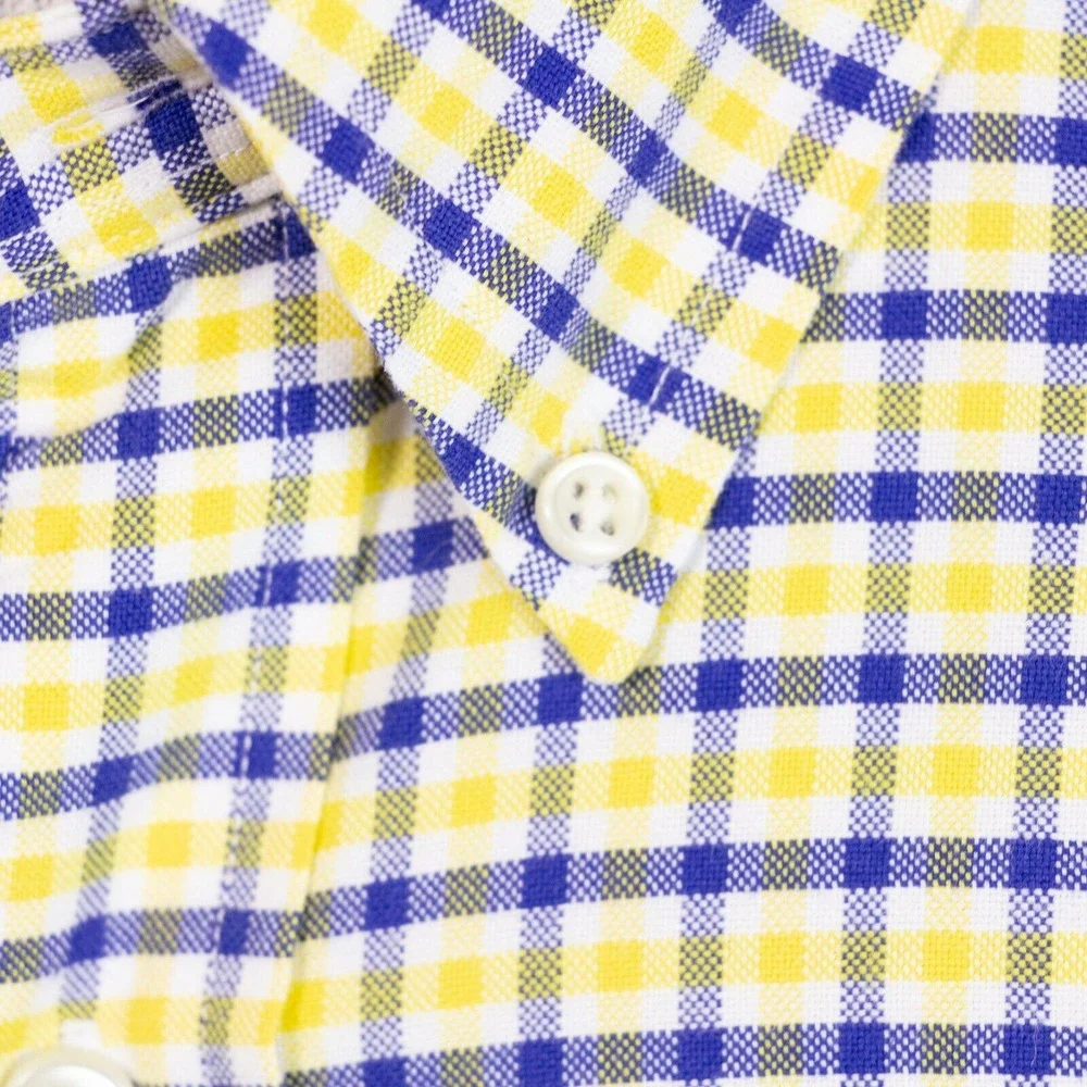 Polo Ralph Lauren Mens 2XL Blue‎ Yellow Check Logo LS Button Front Shirt
